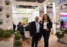 Haim Rosenblum and Maya Avni of Hishtil. The theme Organic was taking Center stage at their booth. They are aiming to become 100% organic. And recently. published a new corporate movie.